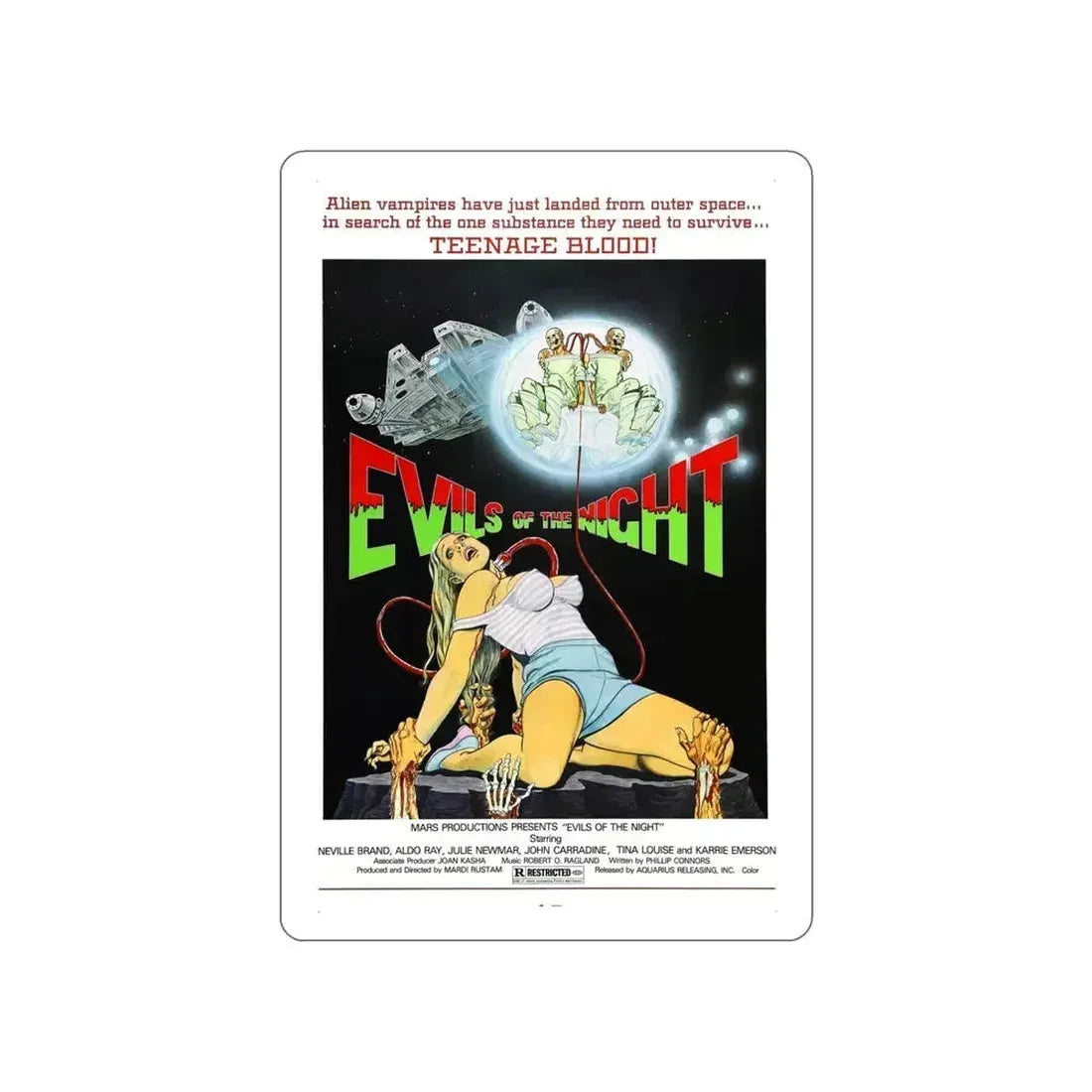 EVILS OF THE NIGHT 1985 Movie Poster STICKER Vinyl Die-Cut Decal 5 Inch - The Sticker Space