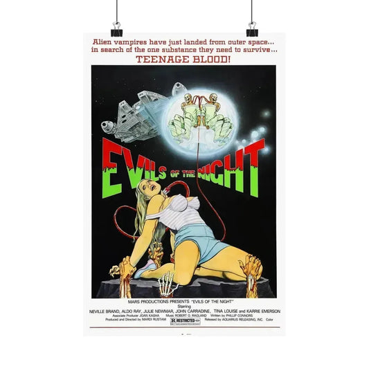 EVILS OF THE NIGHT 1985 - Paper Movie Poster 12″ x 18″ Matte - The Sticker Space