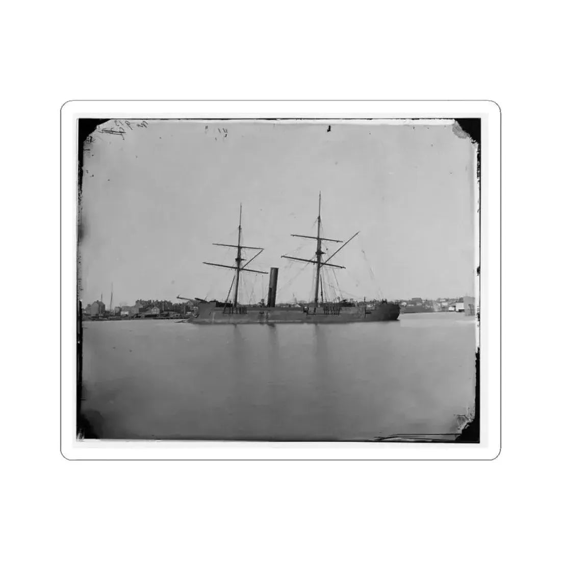 Ex-Confederate Iron-Clad Ram Stonewall at Anchor; Us Capitol in the Background (U.S. Civil War) STICKER Vinyl Kiss-Cut Decal 3 Inch White - The Sticker Space
