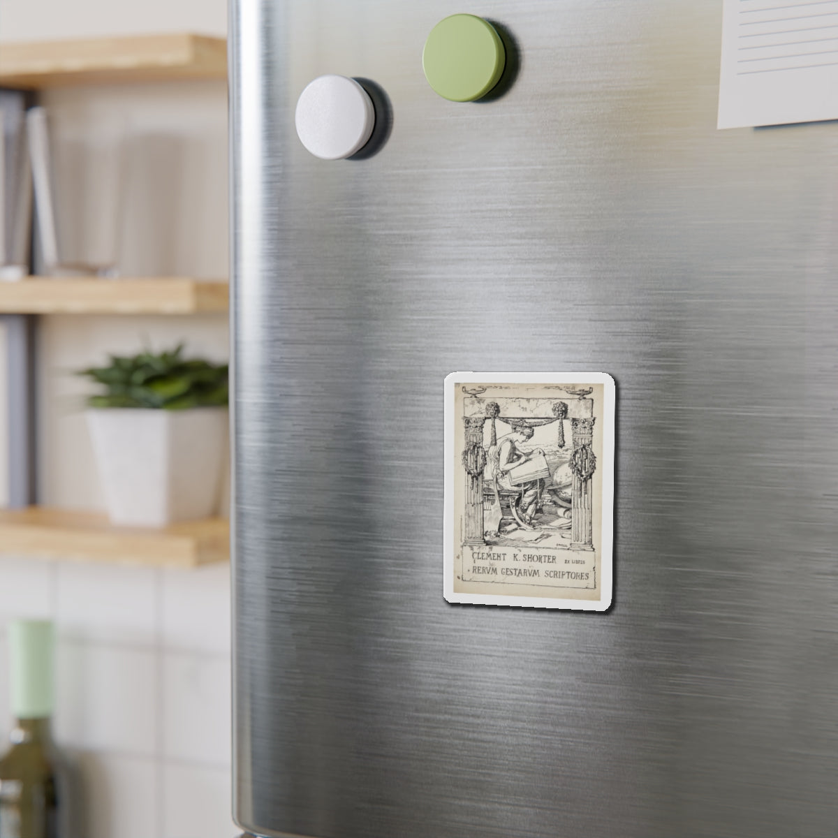 Ex Libris plate illustration (Magazine Illustration) Refrigerator Magnet-The Sticker Space