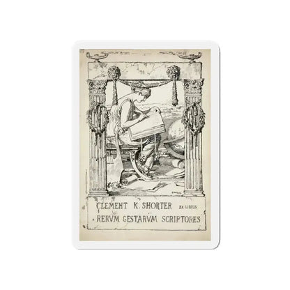 Ex Libris plate illustration (Magazine Illustration) Refrigerator Magnet 4 Inch Die-Cut - The Sticker Space