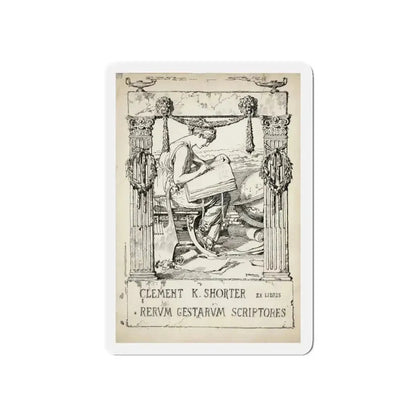 Ex Libris plate illustration (Magazine Illustration) Refrigerator Magnet 5 Inch Die-Cut - The Sticker Space