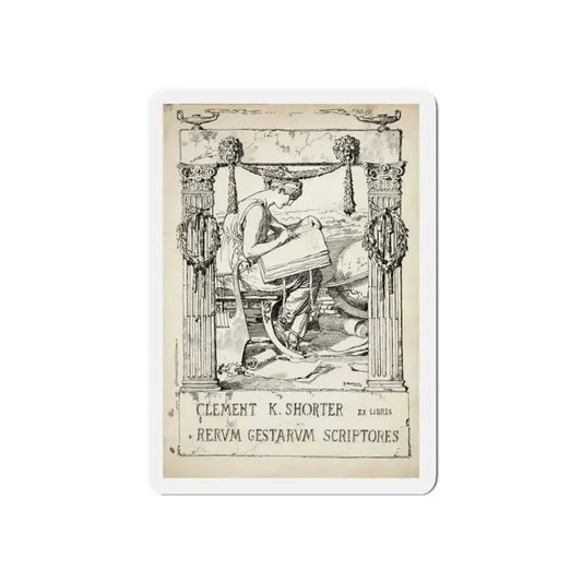 Ex Libris plate illustration (Magazine Illustration) Refrigerator Magnet 6 Inch Die-Cut - The Sticker Space