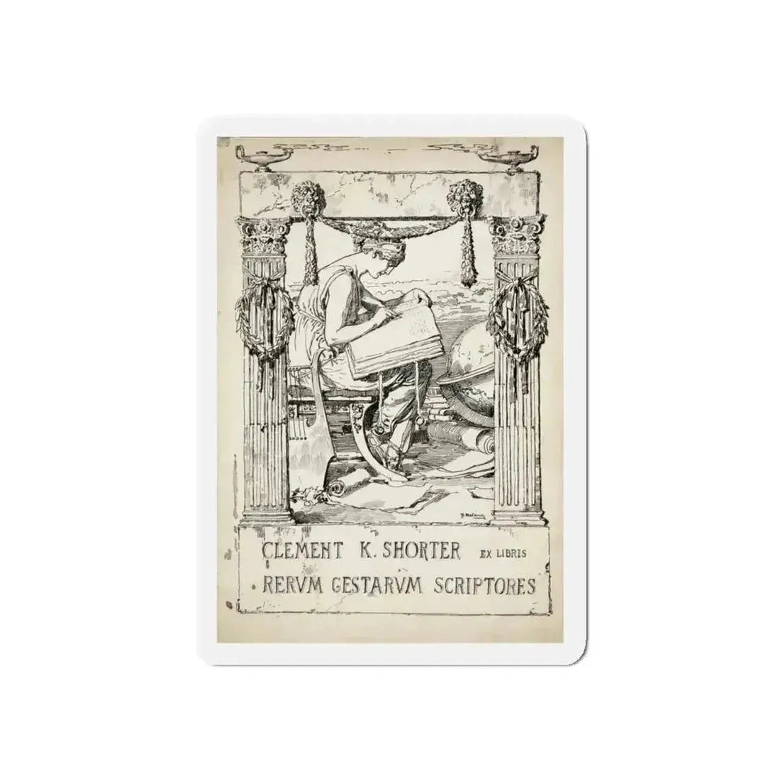 Ex Libris plate illustration (Magazine Illustration) Refrigerator Magnet - The Sticker Space