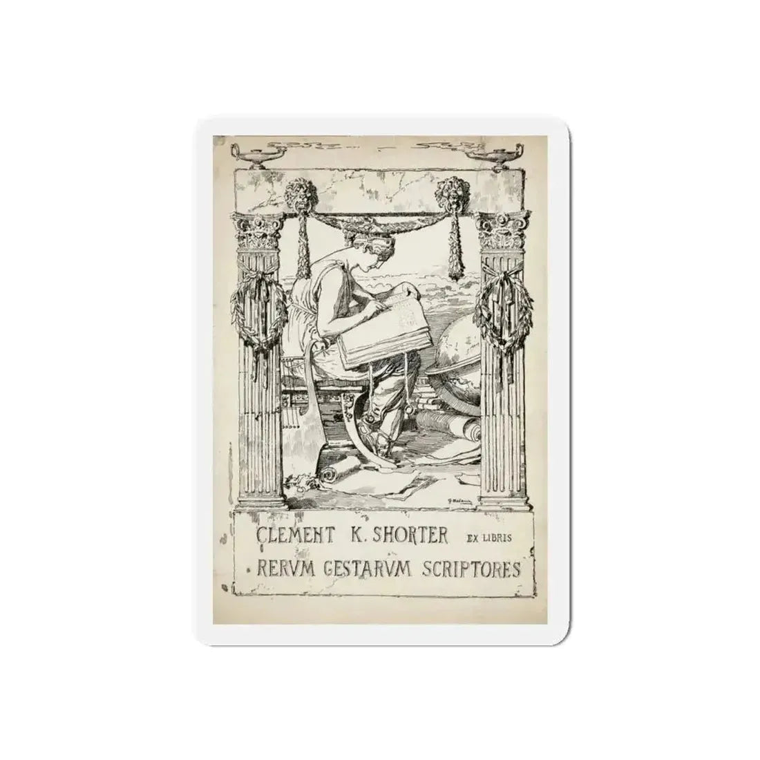 Ex Libris plate illustration (Magazine Illustration) Refrigerator Magnet - The Sticker Space