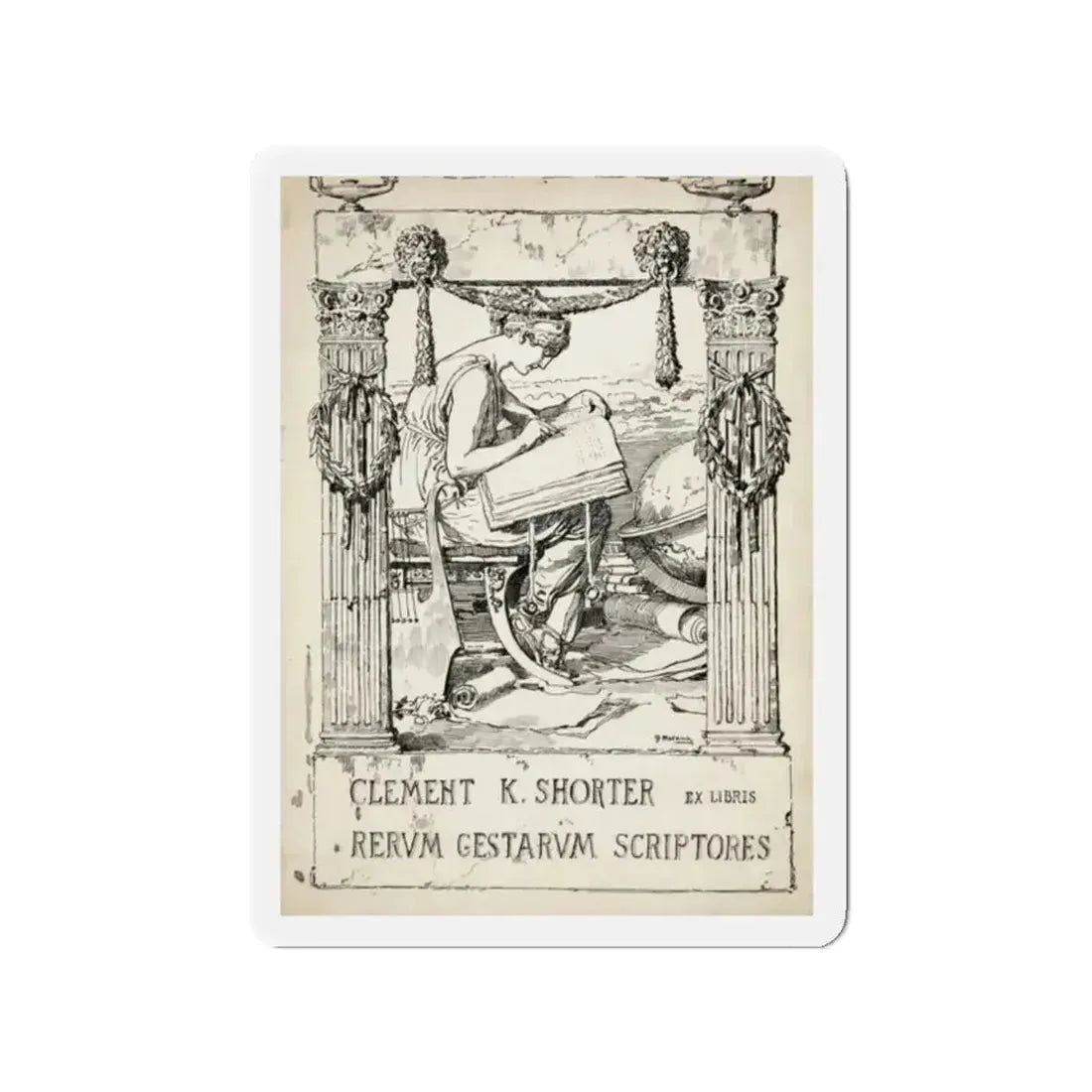 Ex Libris plate illustration (Magazine Illustration) Refrigerator Magnet - The Sticker Space