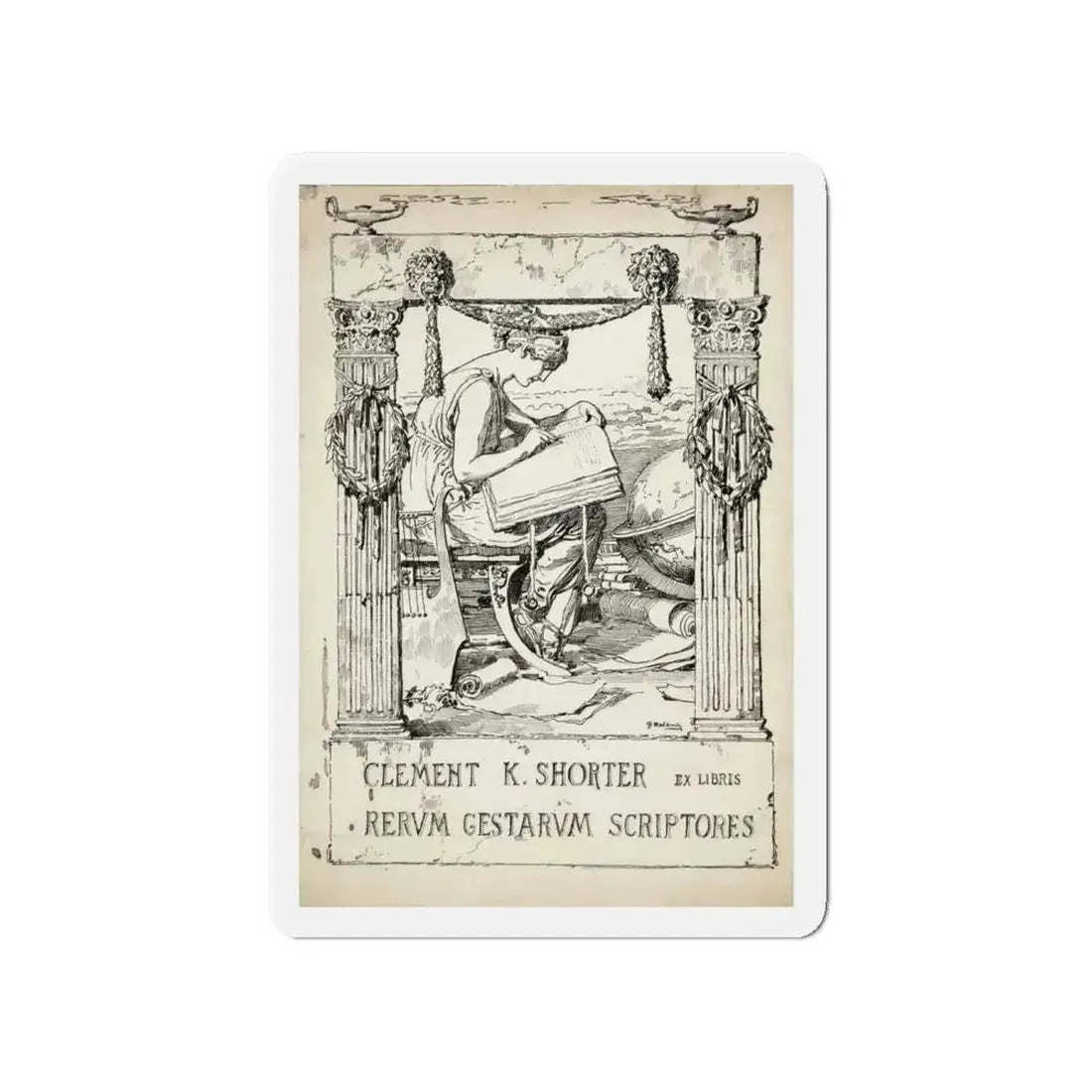 Ex Libris plate illustration (Magazine Illustration) Refrigerator Magnet - The Sticker Space