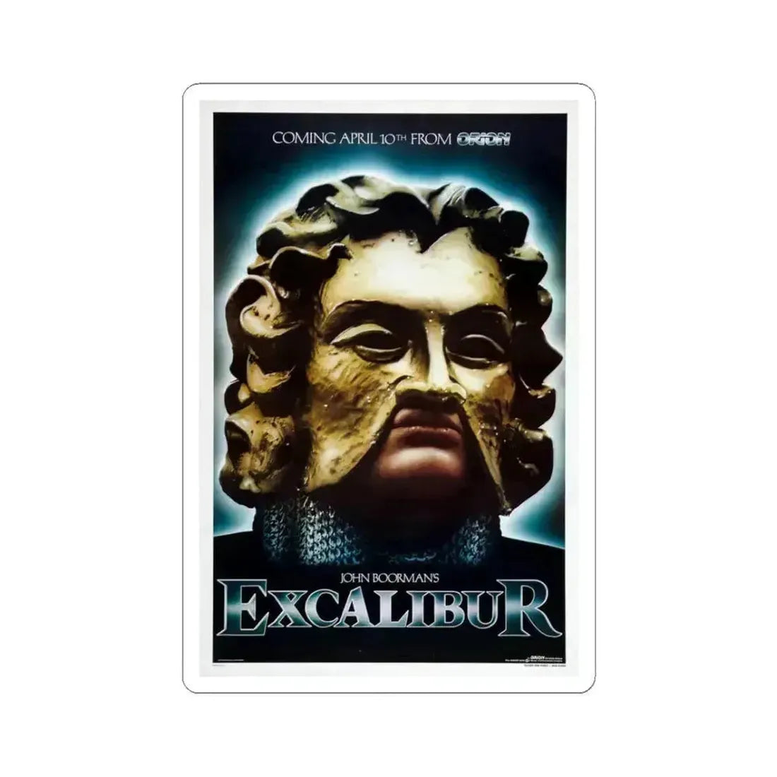 Excalibur 1981 Movie Poster - STICKER Vinyl Kiss-Cut Decal 3 Inch White - The Sticker Space