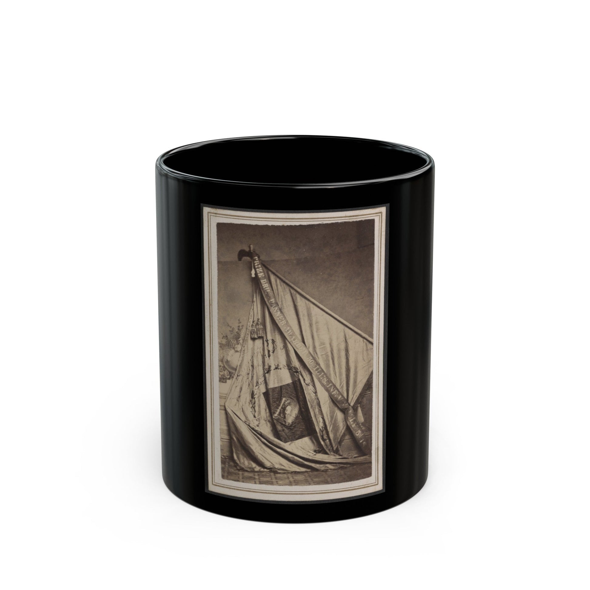 Excelsior Banner Awarded To The 50th Illinois Infantry Regiment As First Prize In A Drill Competition (U.S. Civil War) Black Coffee Mug-11oz-The Sticker Space