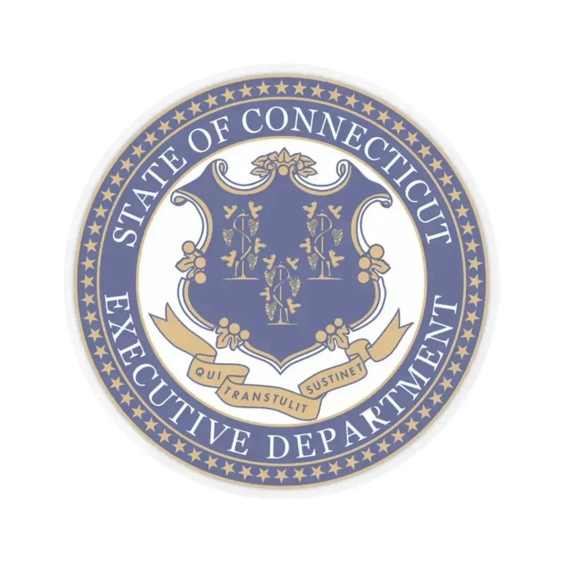 Executive Department of Connecticut - STICKER Vinyl Kiss-Cut Decal 2 Inch Transparent - The Sticker Space