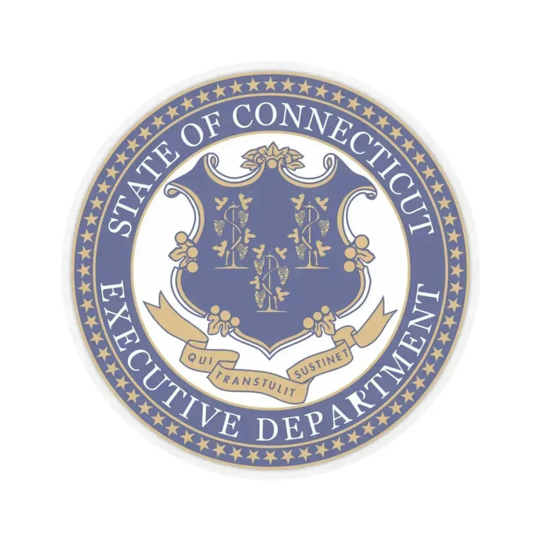 Executive Department of Connecticut - STICKER Vinyl Kiss-Cut Decal 3 Inch Transparent - The Sticker Space