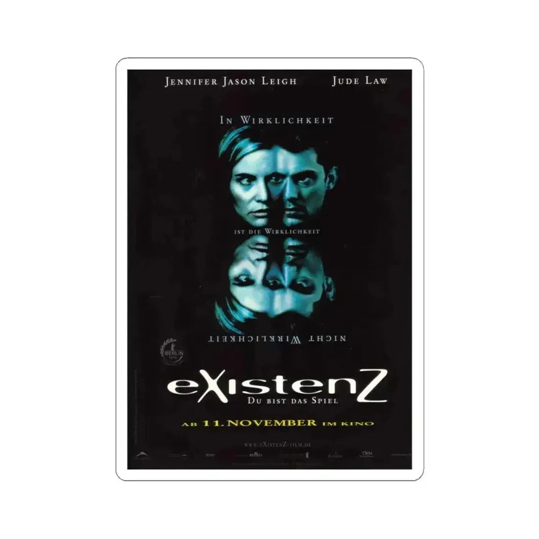 EXISTENZ (GERMAN) 1999 Movie Poster - STICKER Vinyl Kiss-Cut Decal 4 Inch White - The Sticker Space