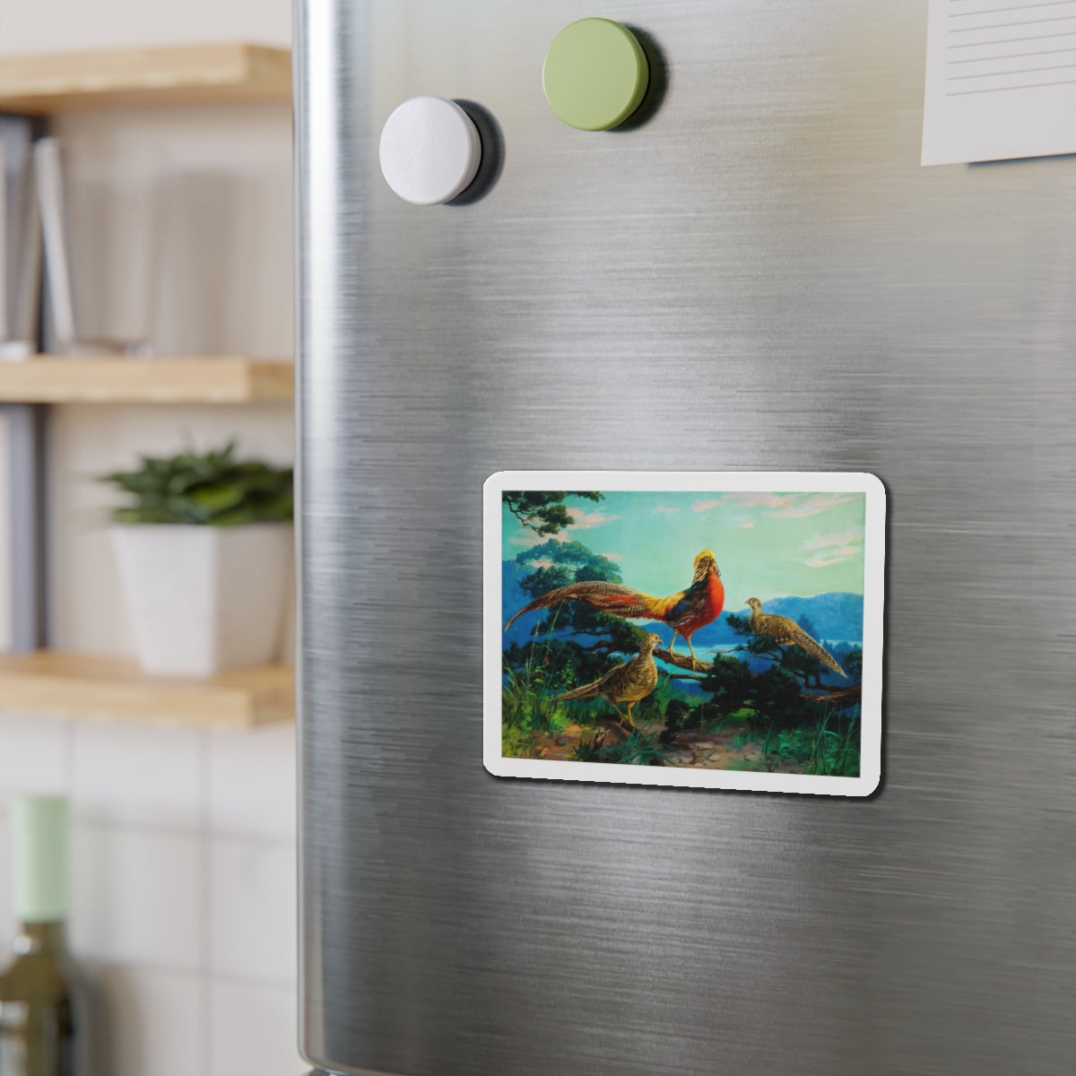 Exotic Birds (Magazine Illustration) Refrigerator Magnet-The Sticker Space