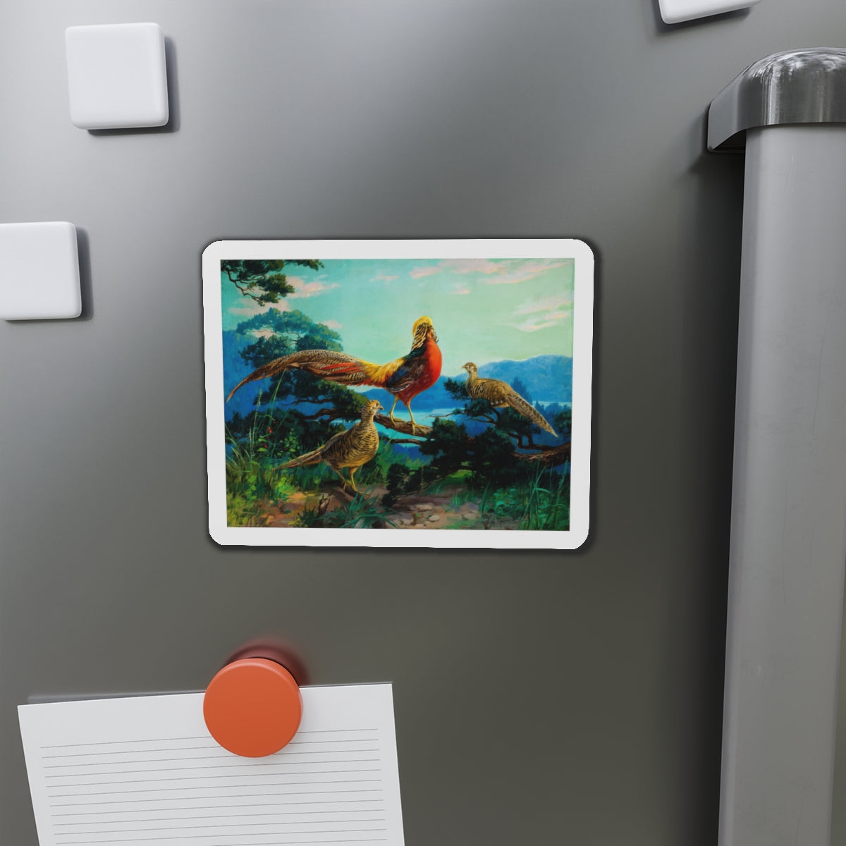 Exotic Birds (Magazine Illustration) Refrigerator Magnet-The Sticker Space