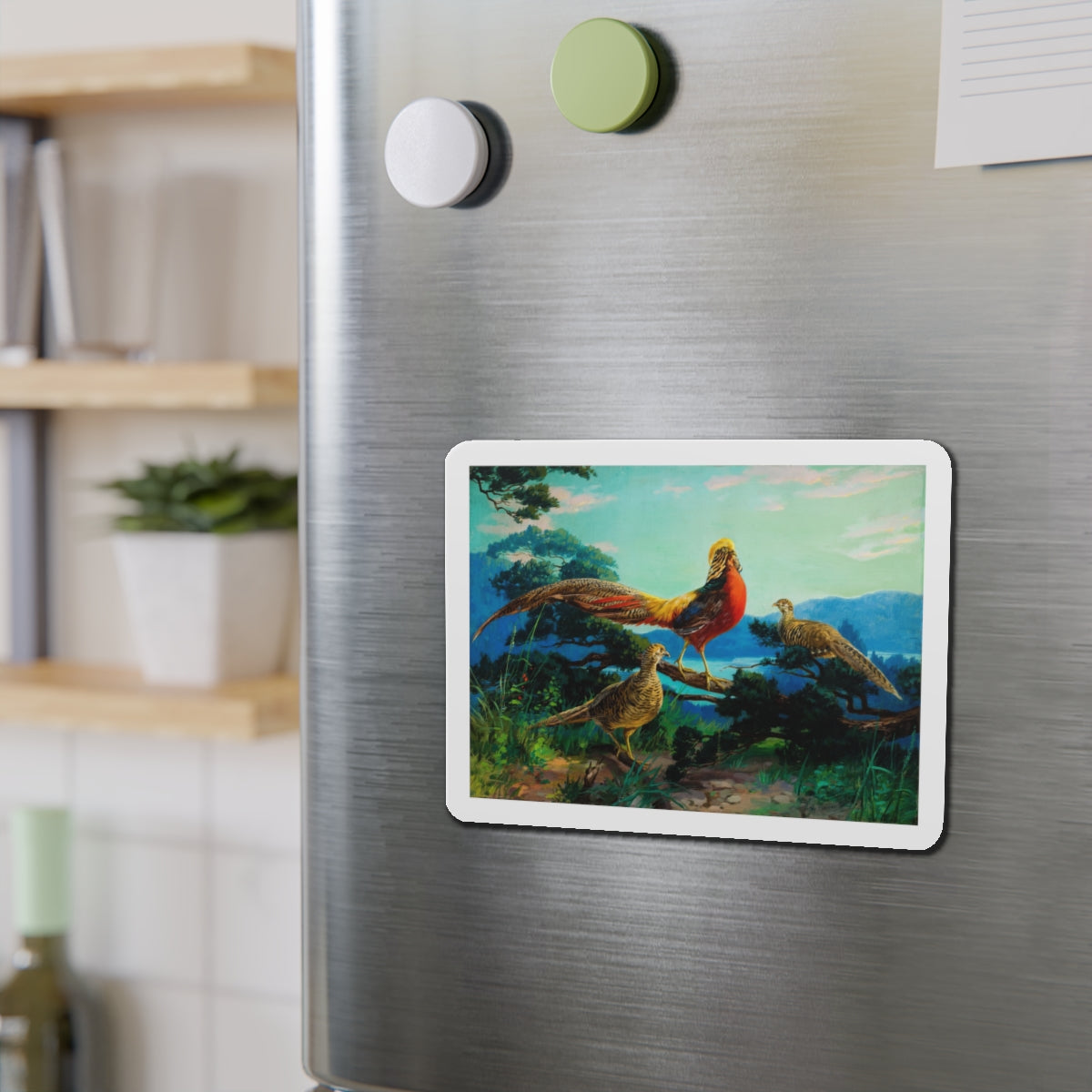 Exotic Birds (Magazine Illustration) Refrigerator Magnet-The Sticker Space