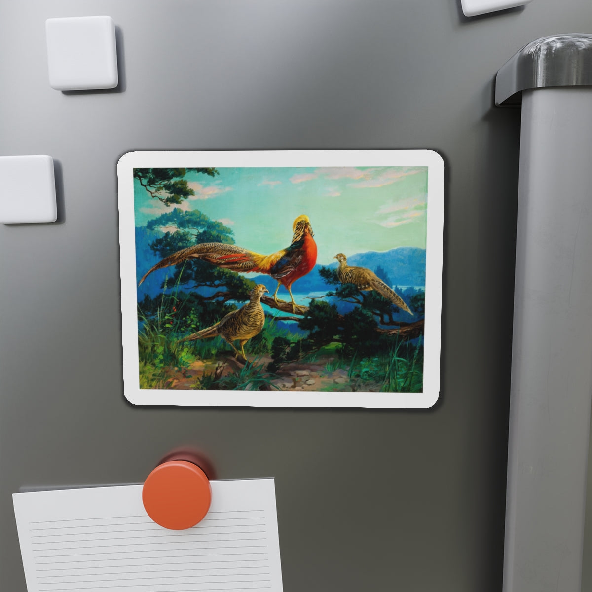 Exotic Birds (Magazine Illustration) Refrigerator Magnet-The Sticker Space