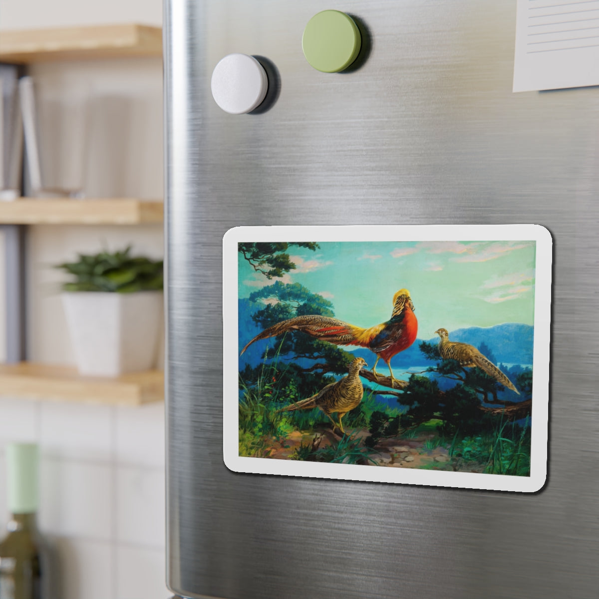 Exotic Birds (Magazine Illustration) Refrigerator Magnet-The Sticker Space