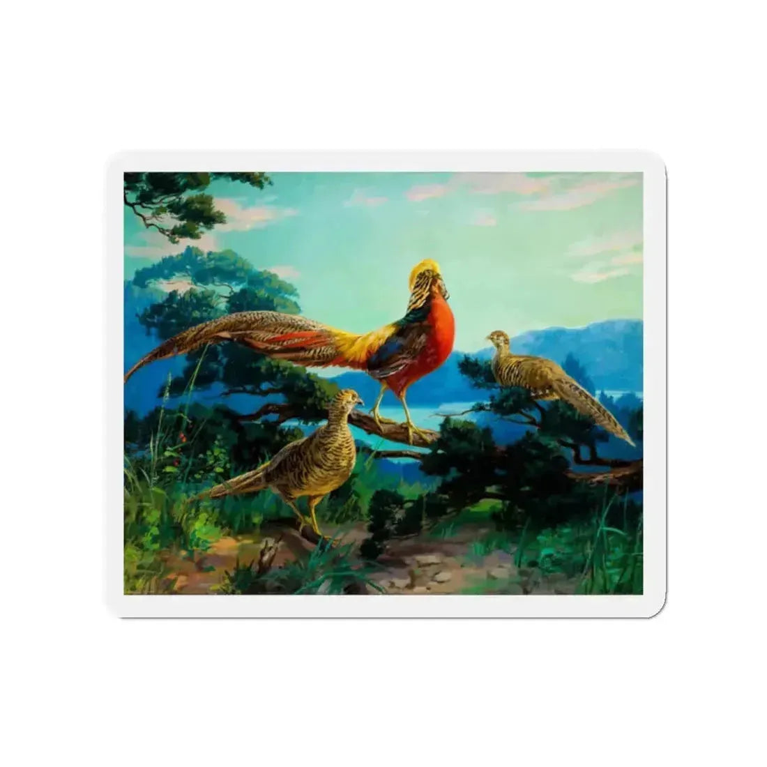 Exotic Birds (Magazine Illustration) Refrigerator Magnet 2 Inch Die-Cut - The Sticker Space