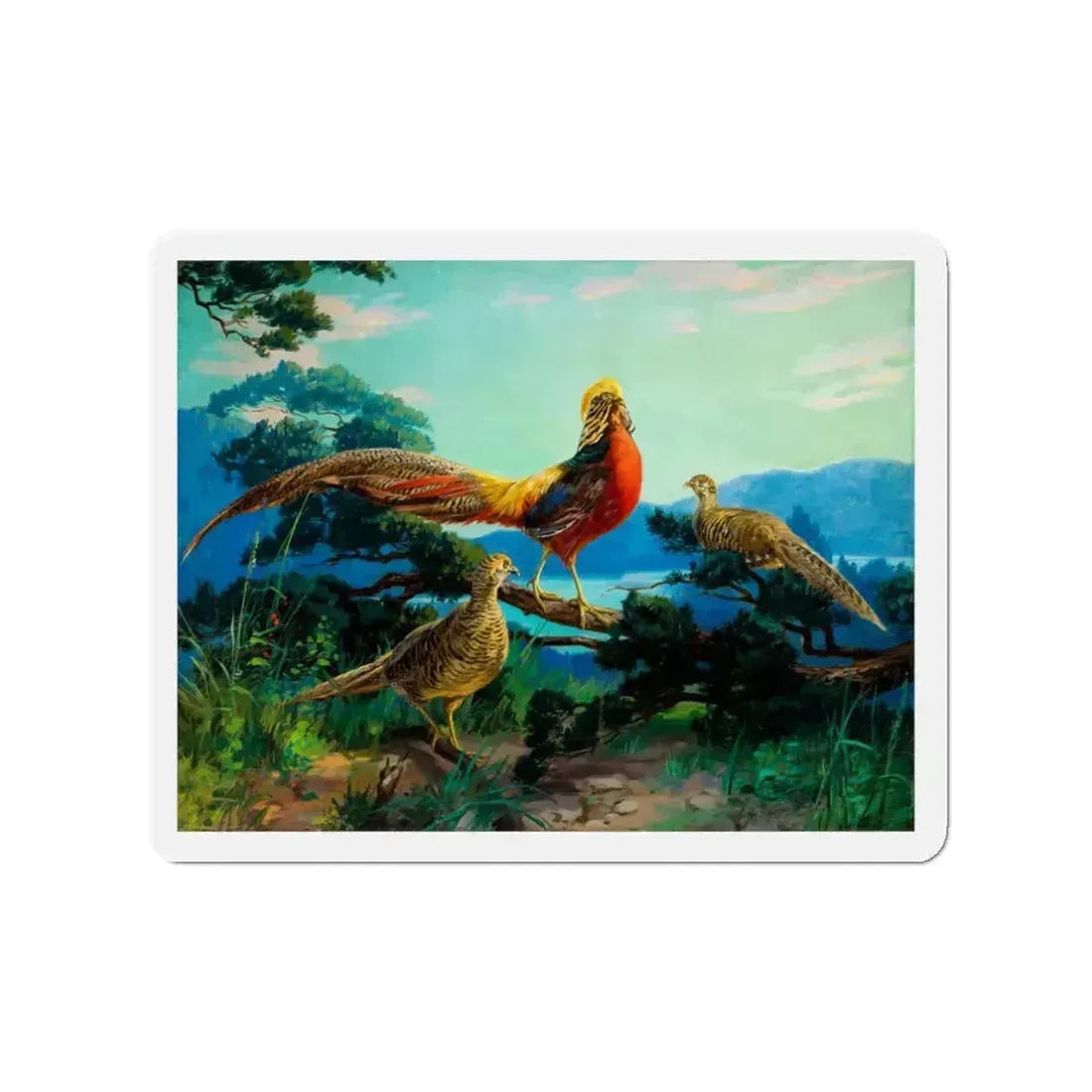 Exotic Birds (Magazine Illustration) Refrigerator Magnet 3 Inch Die-Cut - The Sticker Space
