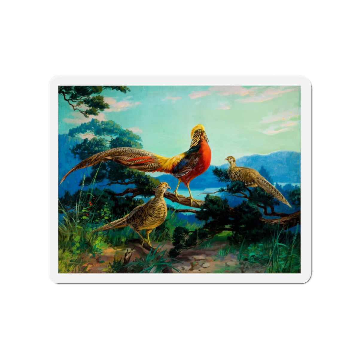 Exotic Birds (Magazine Illustration) Refrigerator Magnet-3" x 3"-The Sticker Space