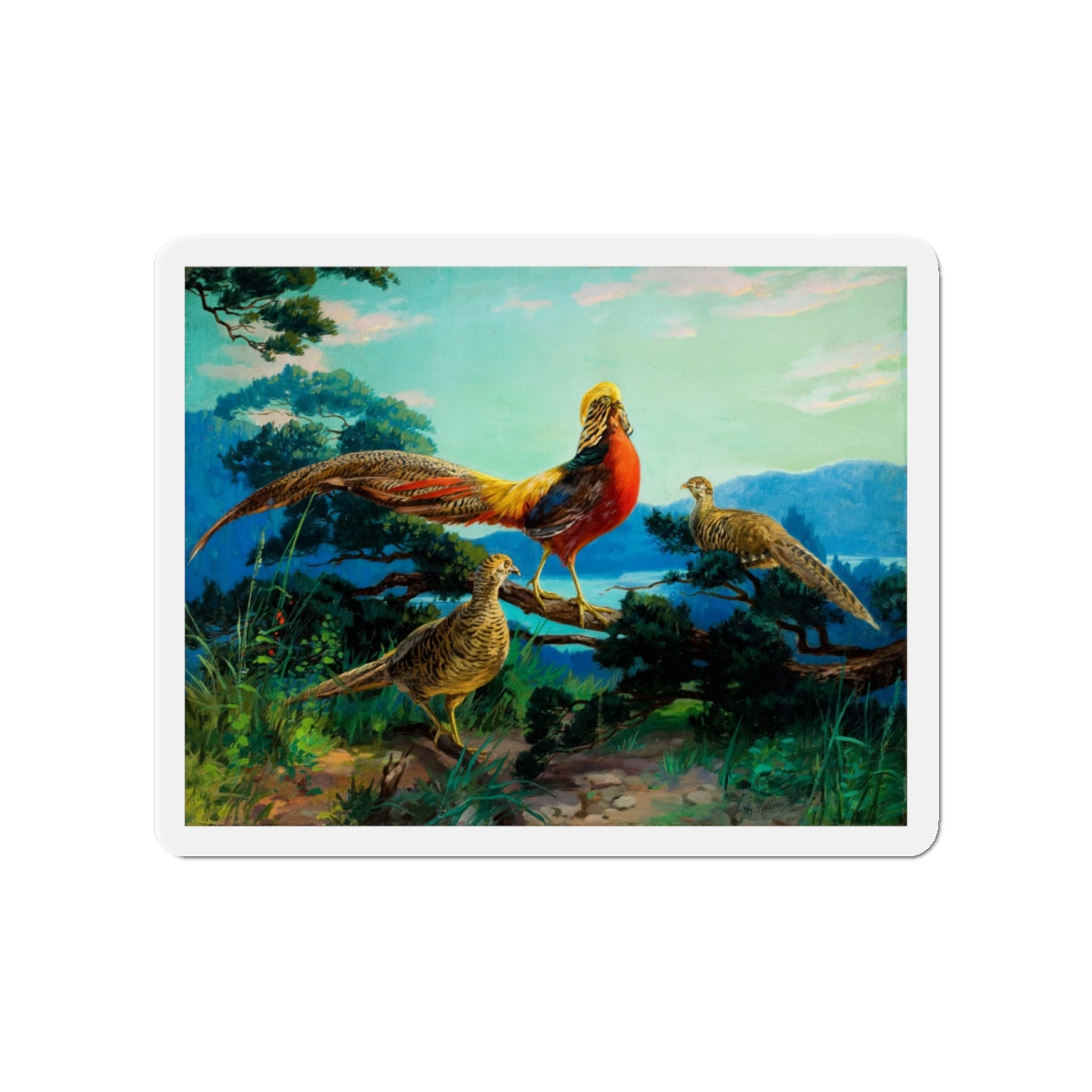 Exotic Birds (Magazine Illustration) Refrigerator Magnet-4" x 4"-The Sticker Space