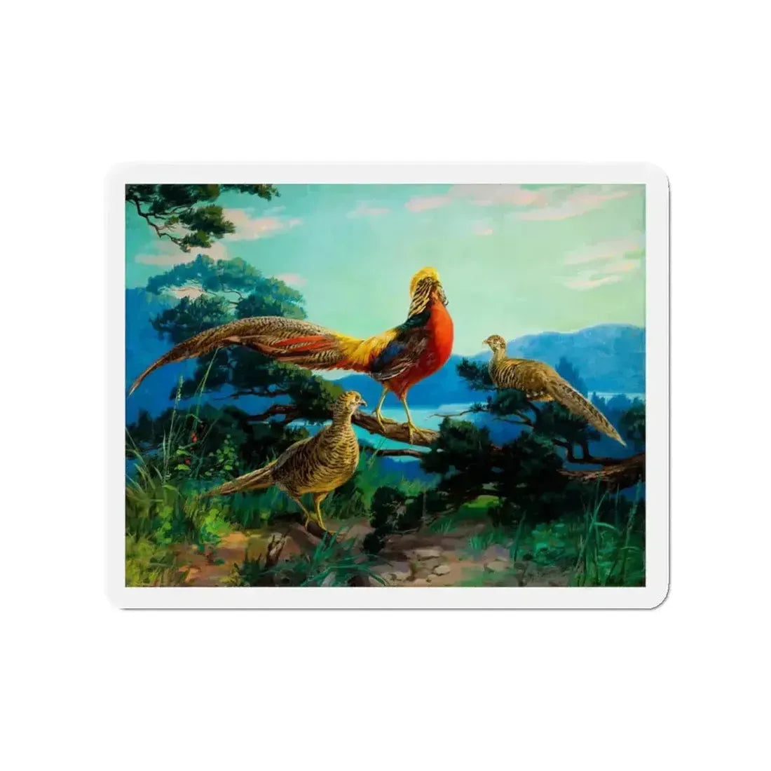 Exotic Birds (Magazine Illustration) Refrigerator Magnet - The Sticker Space