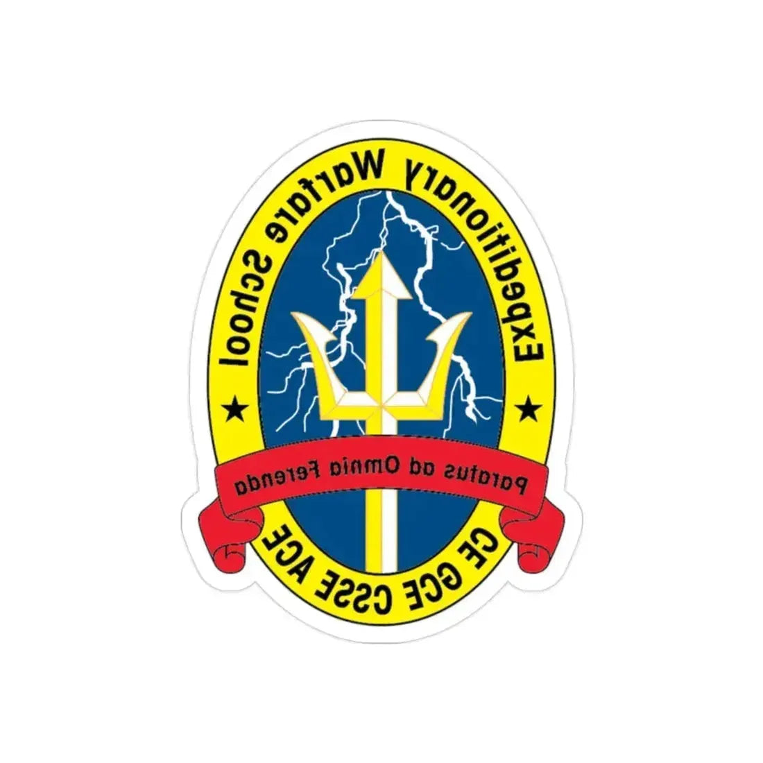 Exp War School (USMC) REVERSE PRINT Transparent Die-Cut STICKER 2 Inch Die-Cut Transparent - The Sticker Space