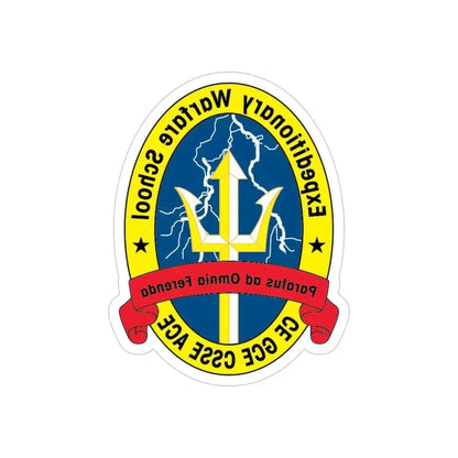 Exp War School (USMC) REVERSE PRINT Transparent Die-Cut STICKER 4 Inch Die-Cut Transparent - The Sticker Space