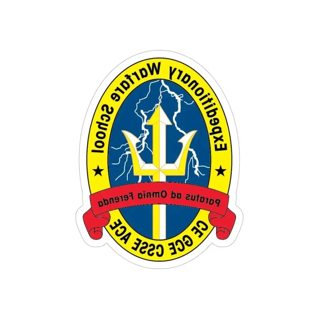 Exp War School (USMC) REVERSE PRINT Transparent Die-Cut STICKER 5 Inch Die-Cut Transparent - The Sticker Space