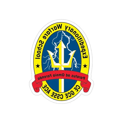 Exp War School (USMC) REVERSE PRINT Transparent Die-Cut STICKER 5 Inch Die-Cut Transparent - The Sticker Space