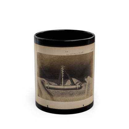 Expedients For Crossing Streams, Pocket Auger Used To Construct The Frames Of The Blanket Boats (U.S. Civil War) Black Coffee Mug-11oz-The Sticker Space