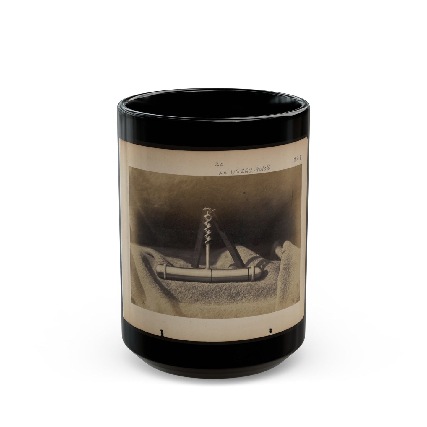 Expedients For Crossing Streams, Pocket Auger Used To Construct The Frames Of The Blanket Boats (U.S. Civil War) Black Coffee Mug-15oz-The Sticker Space