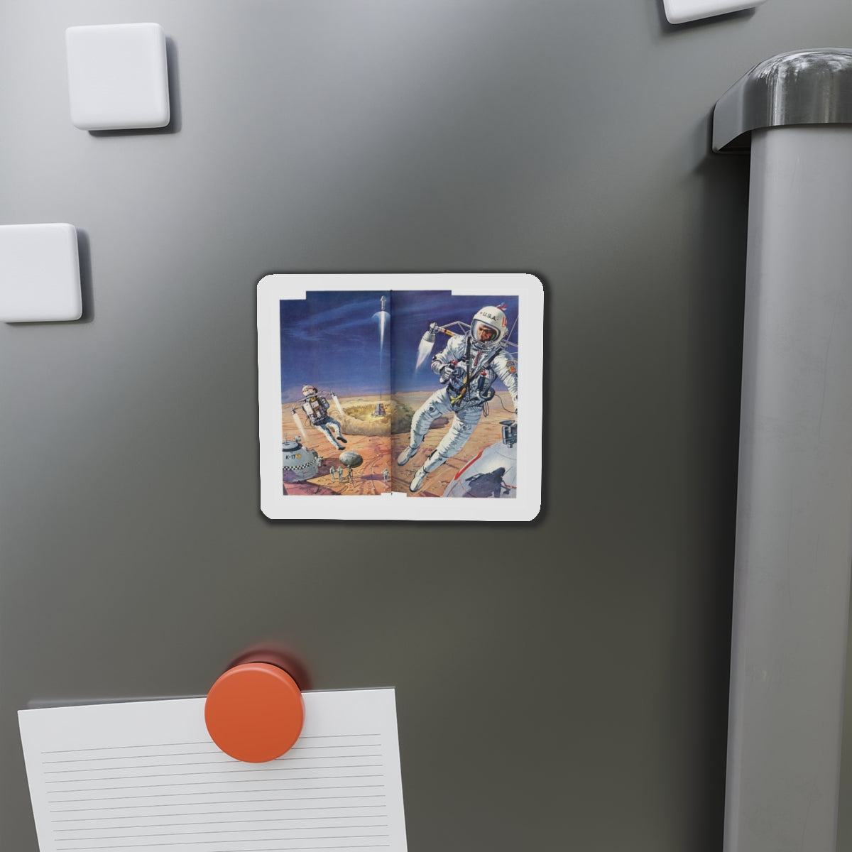 Exploring on Mars, half a year from home (Magazine Illustration) Refrigerator Magnet-The Sticker Space