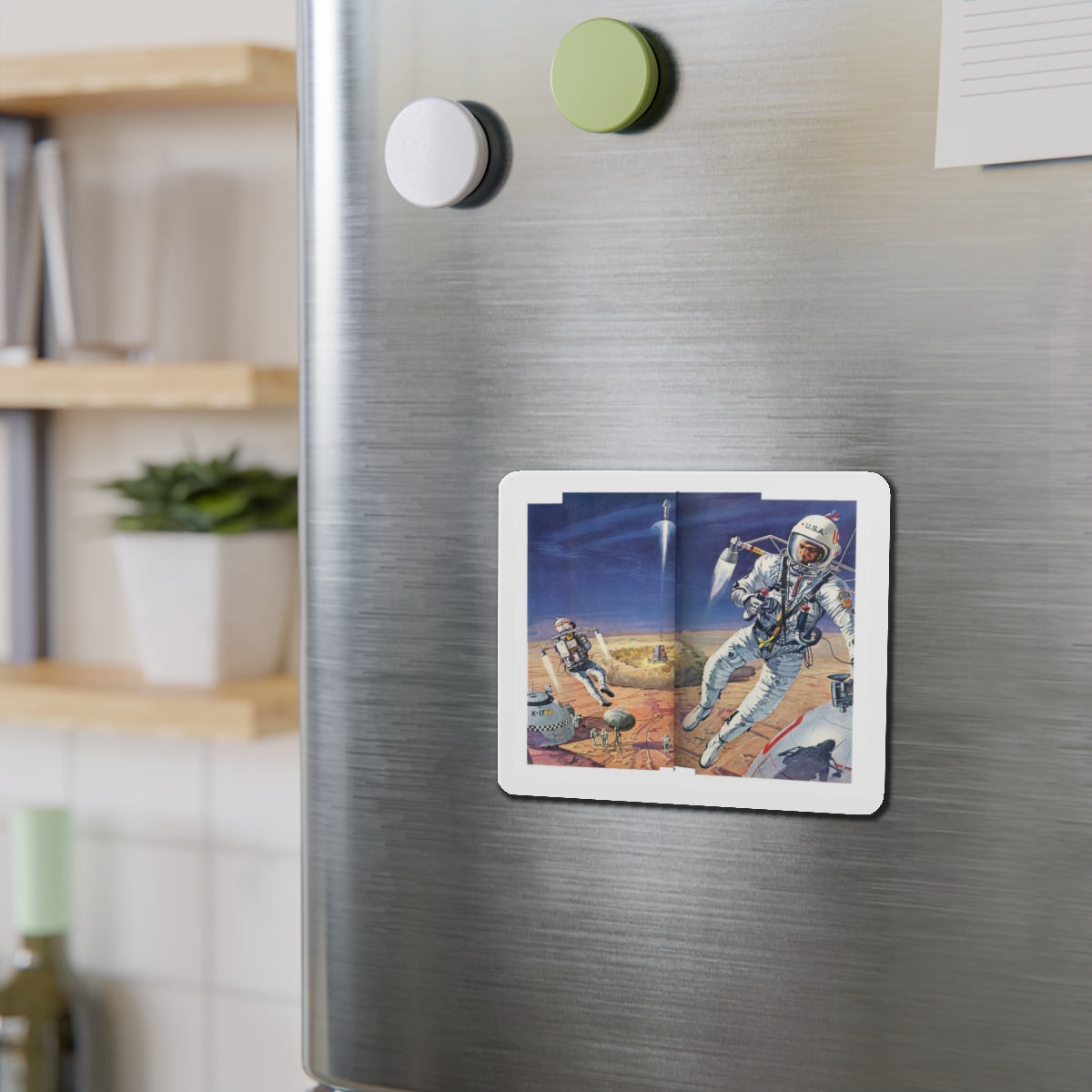 Exploring on Mars, half a year from home (Magazine Illustration) Refrigerator Magnet-The Sticker Space