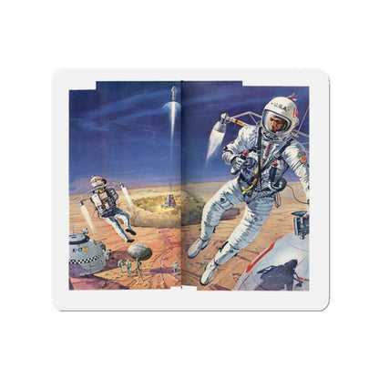 Exploring on Mars, half a year from home (Magazine Illustration) Refrigerator Magnet-2" x 2"-The Sticker Space