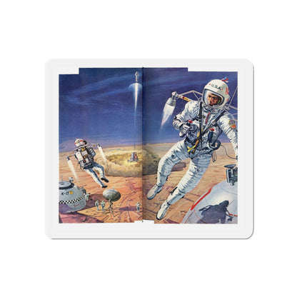 Exploring on Mars, half a year from home (Magazine Illustration) Refrigerator Magnet-3" x 3"-The Sticker Space