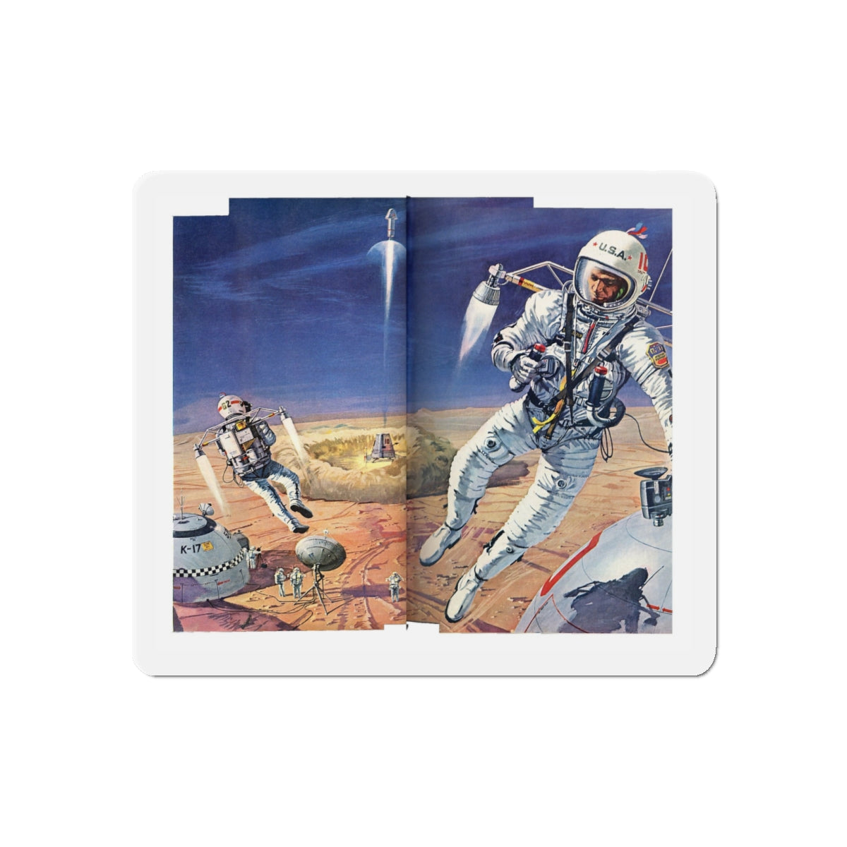 Exploring on Mars, half a year from home (Magazine Illustration) Refrigerator Magnet-4" x 4"-The Sticker Space