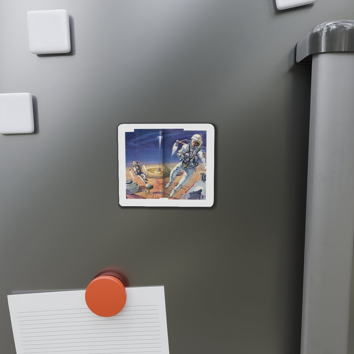 Exploring on Mars, half a year from home (Magazine Illustration) Refrigerator Magnet-The Sticker Space