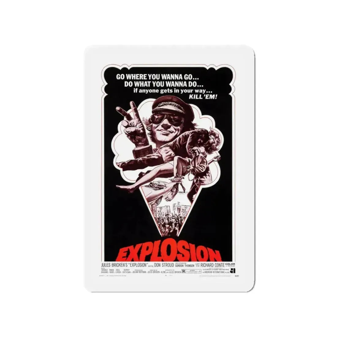 EXPLOSION 1969 Movie Poster - Refrigerator Magnet 3 Inch - The Sticker Space
