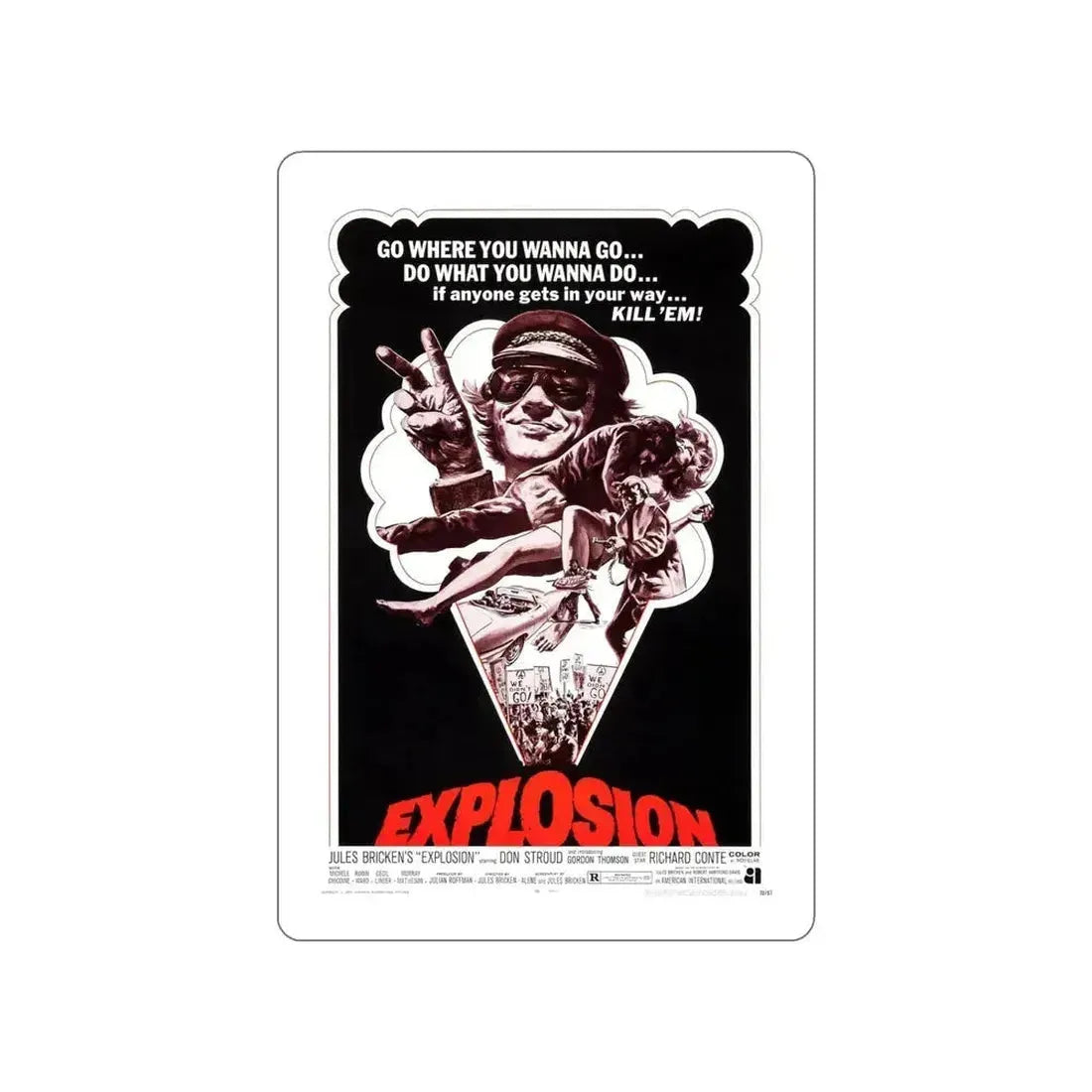 EXPLOSION 1969 Movie Poster STICKER Vinyl Die-Cut Decal 5 Inch - The Sticker Space