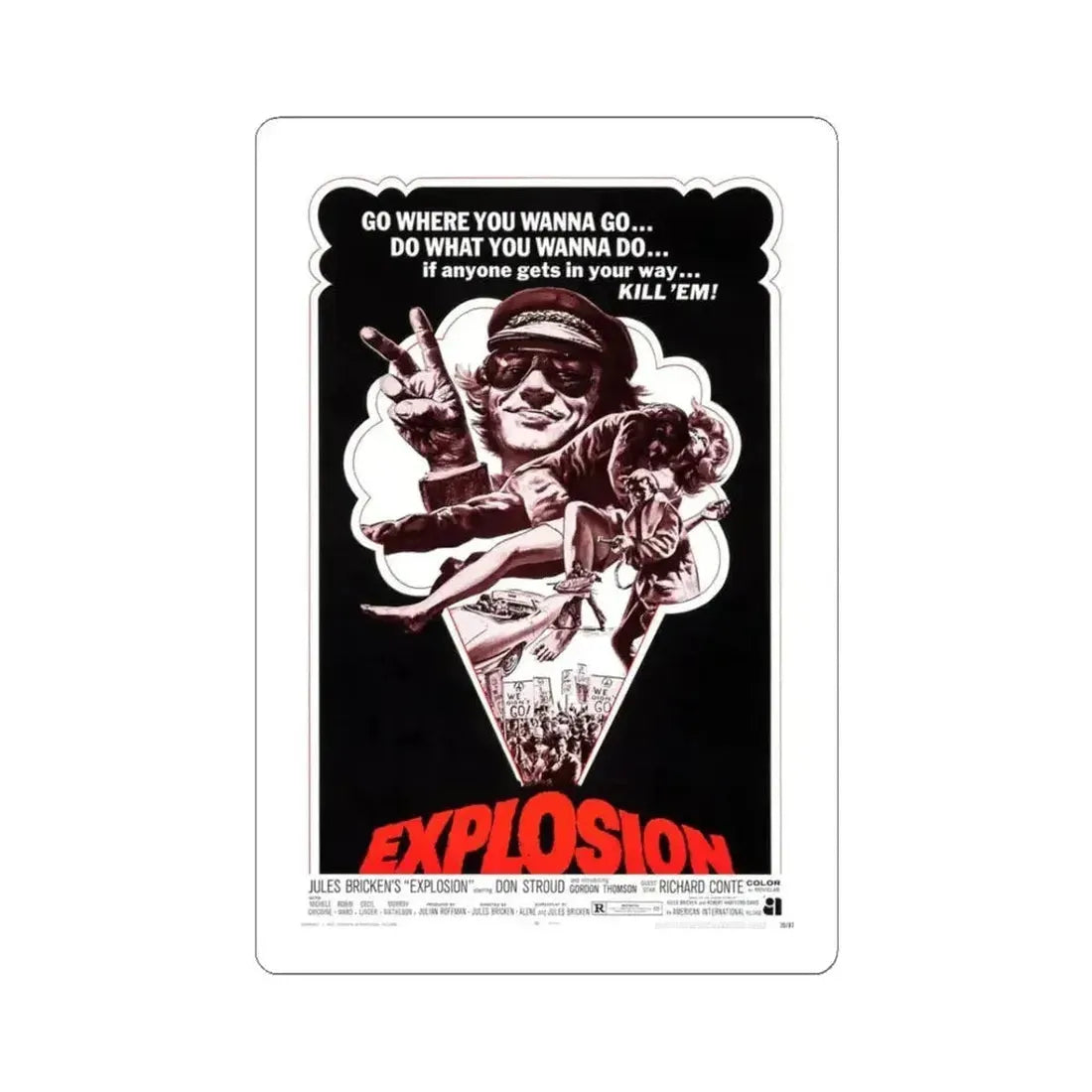 EXPLOSION 1969 Movie Poster - STICKER Vinyl Kiss-Cut Decal 3 Inch White - The Sticker Space