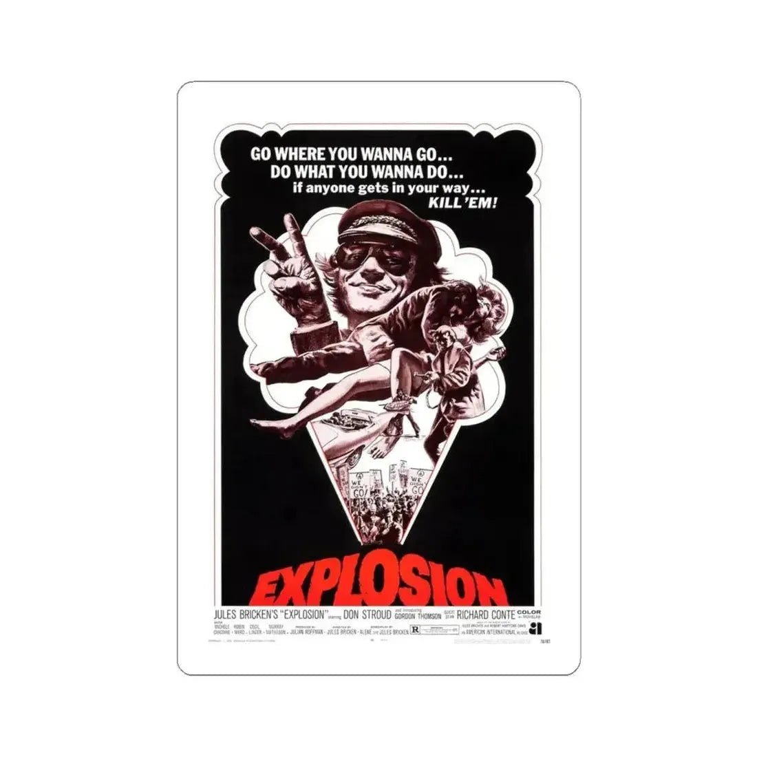 EXPLOSION 1969 Movie Poster - STICKER Vinyl Kiss-Cut Decal 4 Inch White - The Sticker Space