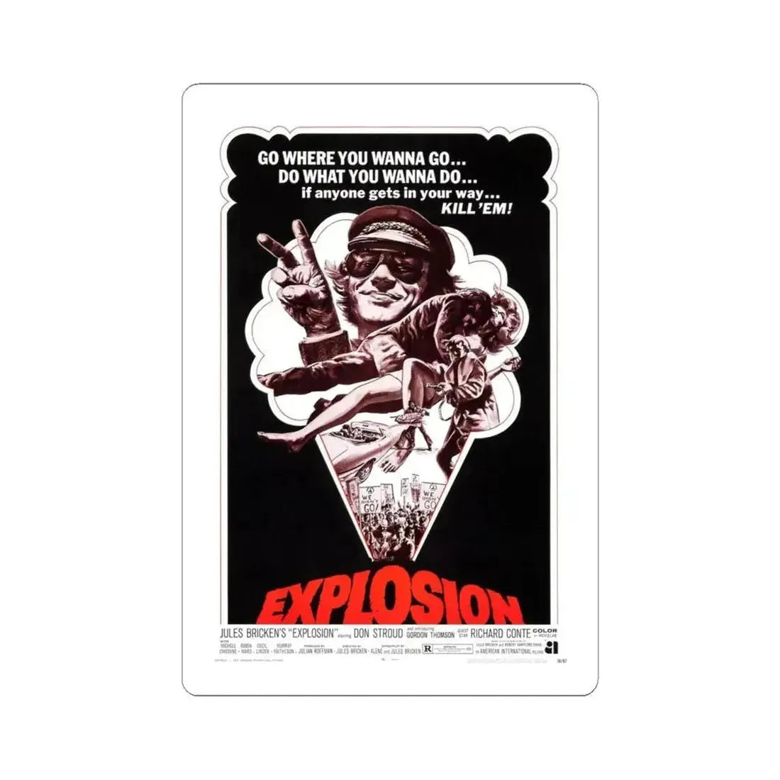 EXPLOSION 1969 Movie Poster - STICKER Vinyl Kiss-Cut Decal 6 Inch White - The Sticker Space