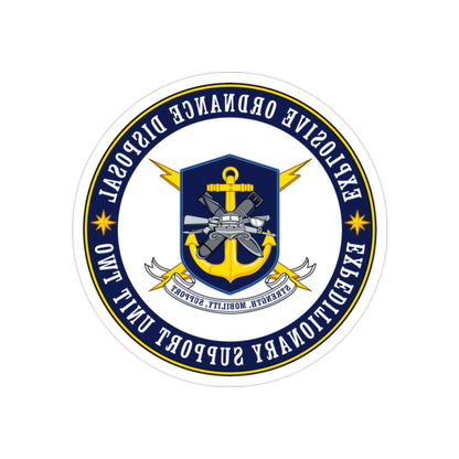 Explosive Ordnance Disposal Unit Two (U.S. Navy) REVERSE PRINT Transparent STICKER-2" × 2"-The Sticker Space