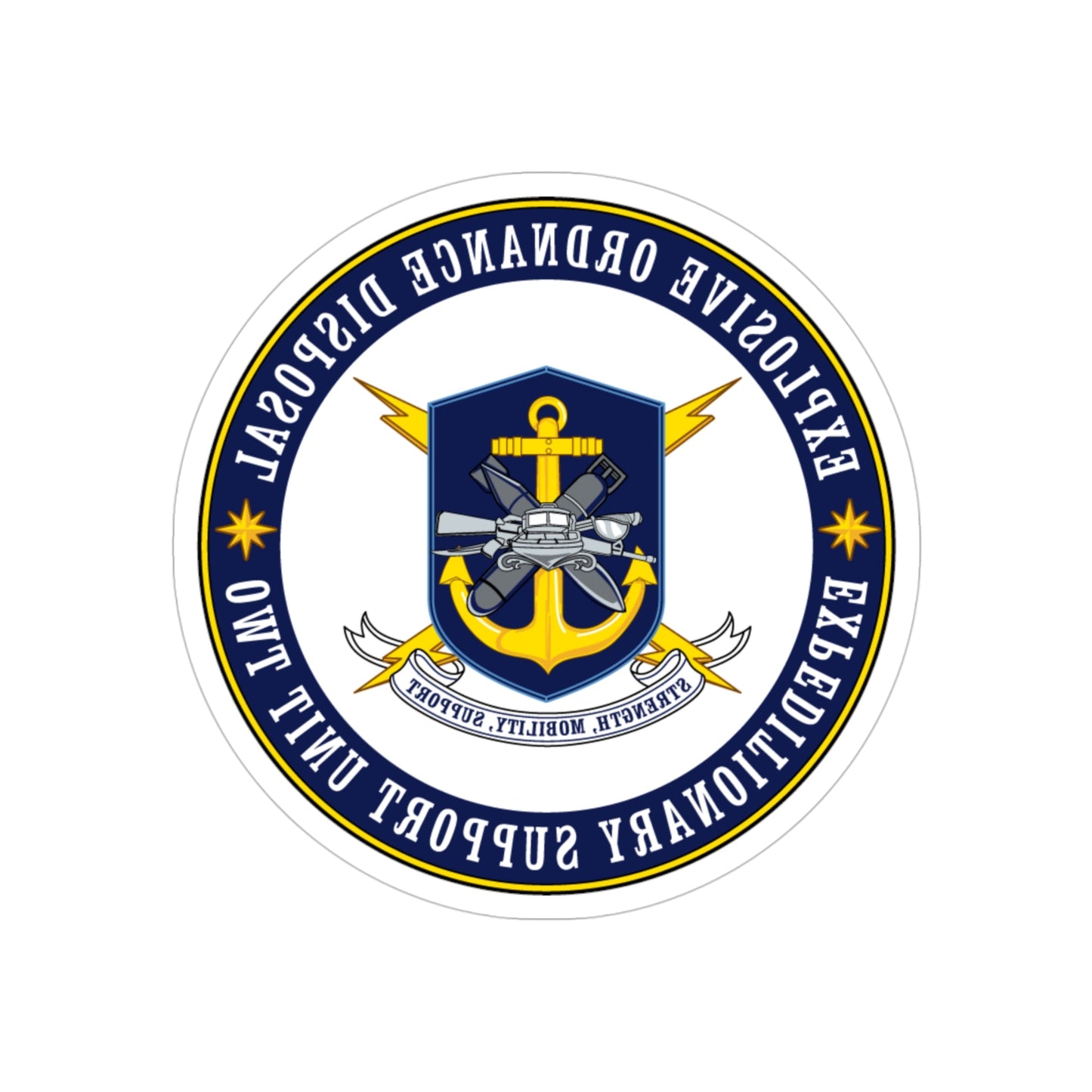 Explosive Ordnance Disposal Unit Two (U.S. Navy) REVERSE PRINT Transparent STICKER-4" × 4"-The Sticker Space