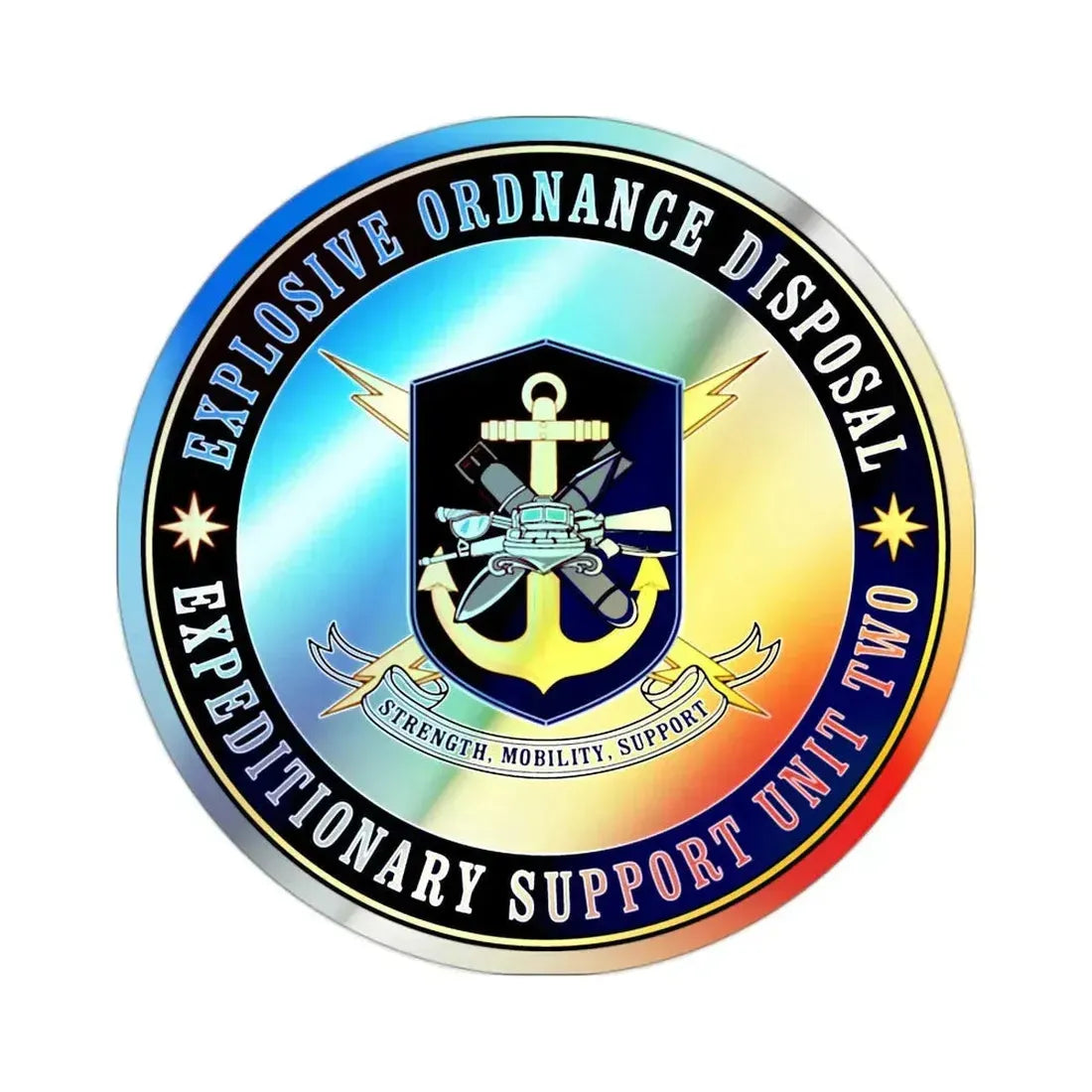 Explosive Ordnance Disposal Unit Two (U.S. Navy) Holographic STICKER Die-Cut Vinyl Decal 2 Inch Holographic - The Sticker Space