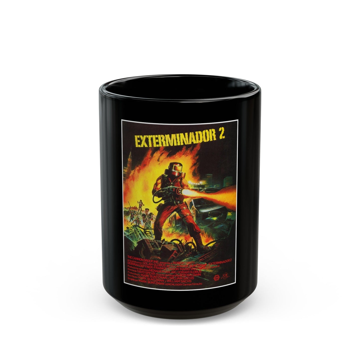 EXTERMINATOR 2 1984 Movie Poster - Black Coffee Mug-15oz-The Sticker Space