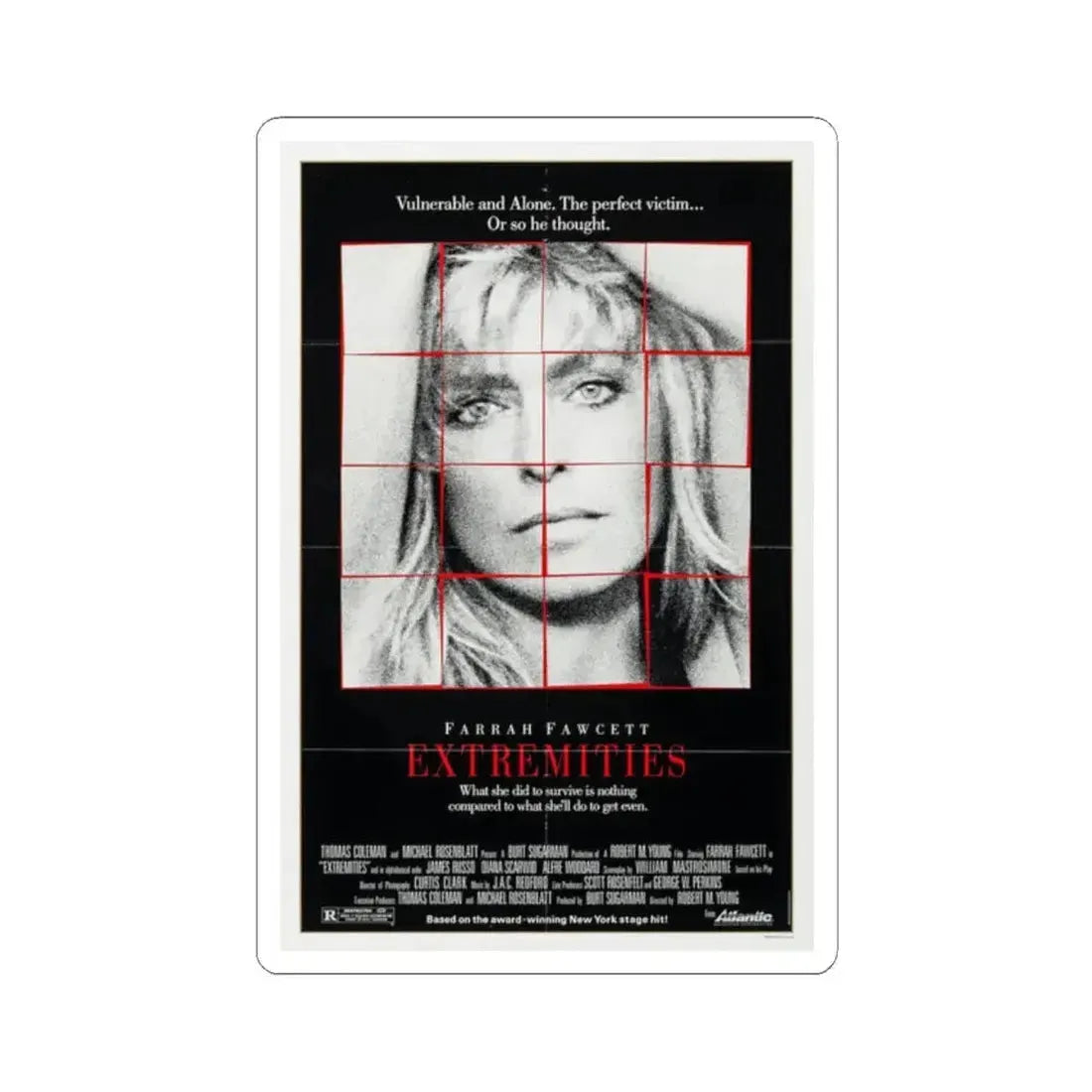 Extremities 1986 Movie Poster - STICKER Vinyl Kiss-Cut Decal 2 Inch White - The Sticker Space