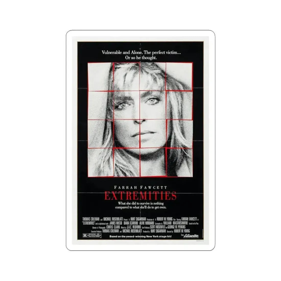 Extremities 1986 Movie Poster - STICKER Vinyl Kiss-Cut Decal 4 Inch White - The Sticker Space