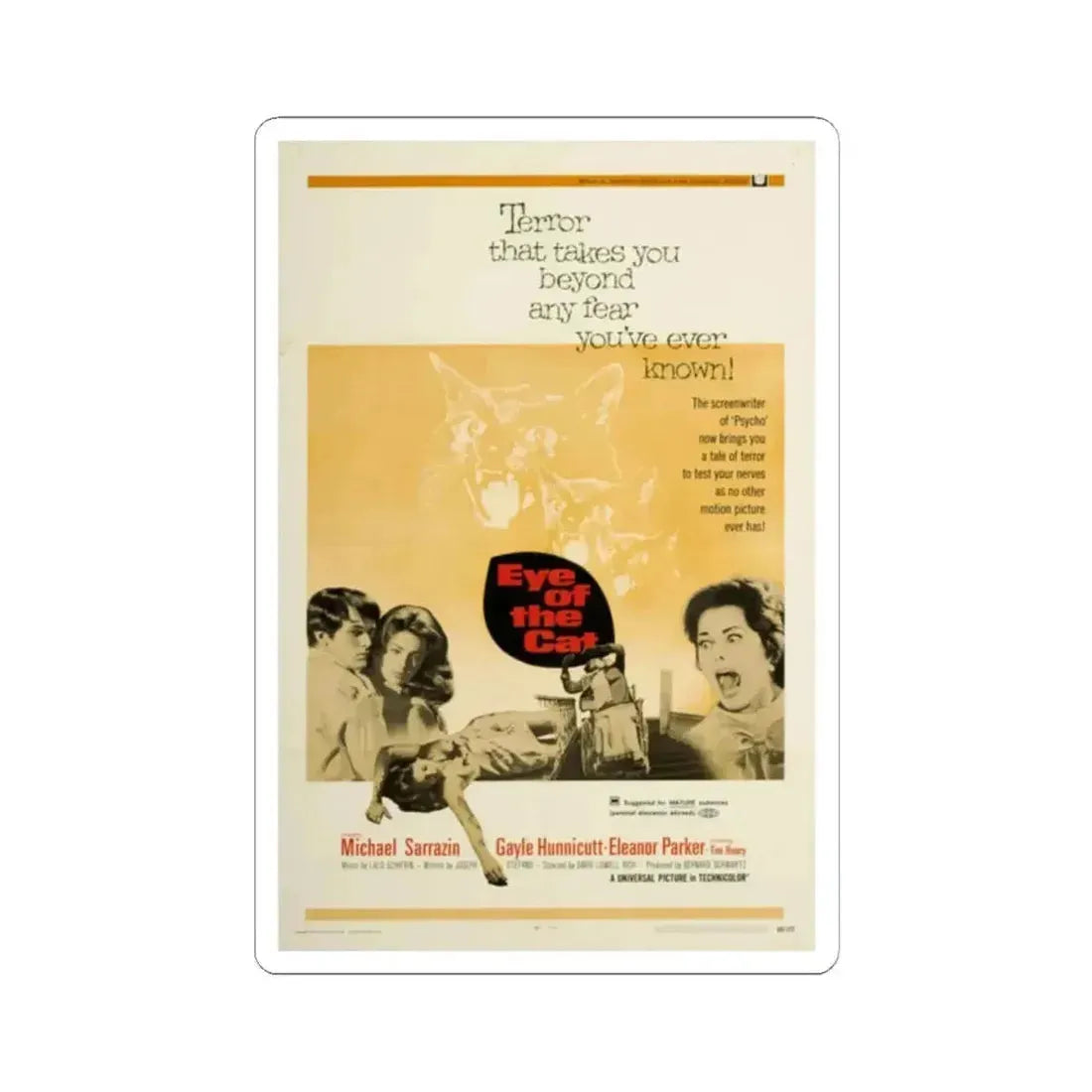 EYE OF THE CAT 1969 Movie Poster - STICKER Vinyl Kiss-Cut Decal 2 Inch White - The Sticker Space